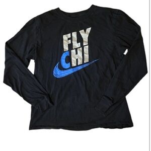 Nike Mens Black Long Sleeve Tee with Blue Chi Fly Logo size medium